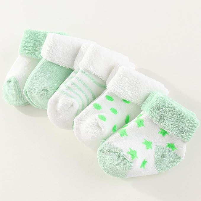 Unisex Baby Terry Socks 5-Pack for Baby boy and girl 0-12 Months Warm Cotton Socks