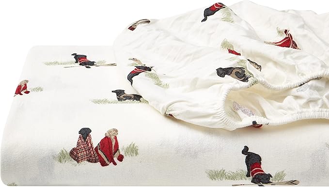 Eddie Bauer - Twin Sheet Set, Warm Breathable Cotton Flannel Bedding with Deep Pockets, Brushed for Extra Softness, Cozy Home Decor, Oeko-Tex Certified (Retriver Adventure, Twin)