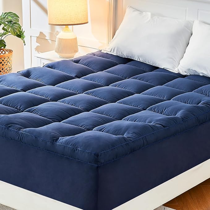 CYMULA King Mattress Topper, Extra Thick Pillow Top Mattress Topper, Cooling Mattress Pad Cover Bed Topper with 8-21 Inch Pockets, Plush Down Alternative Fill Mattress Protector