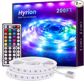 hyrion 200ft Led Strip Lights(2 Rolls of 100ft) for Bedroom with 44 Keys Remote,24 Volt Dimmable RGB Color Changing Led Lights for Bedroom,Living Room,Kitchen,Desk,Home Decoration