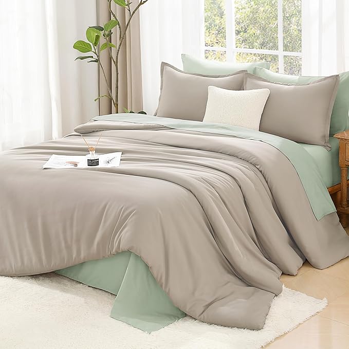 Litanika Twin XL Comforter Set Oatmeal - 2 Pieces Extra Long Bed Set for College Dorm, All Season Bedding Set for Girls and Boys