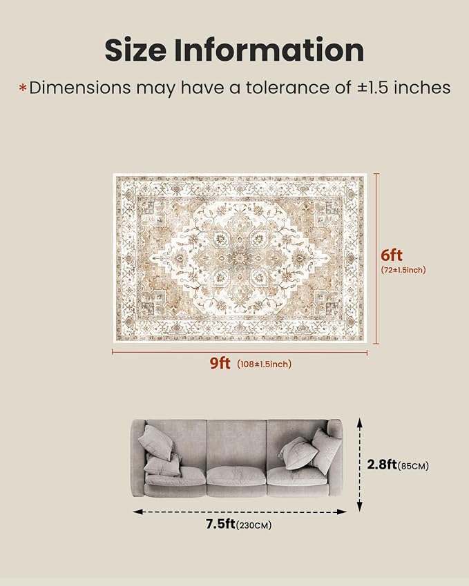 AMADA HOMEFURNISHING 6x9 Area Rugs, Vintage Rugs - Image 2