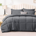 Love's cabin King Size Comforter Set Soot Grey, 7 Pieces King Bed in a Bag, All Season Bedding Sets with 1 Comforter, 1 Flat Sheet, 1 Fitted Sheet, 2 Pillowcase and 2 Pillow Sham