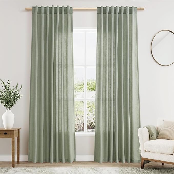 Desert Sage Linen Curtains 80 Inch Length by Nanspring