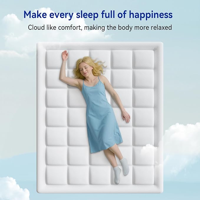 ONENICE 10 Inch Mattress Full, Cooling Gel‑Infused Memory Foam Mattresses in a Box, Imitation Cotton Fabric with 3D Down Alternative Filling Pillowtop CertiPUR-US® Certified, Fiberglass-Free