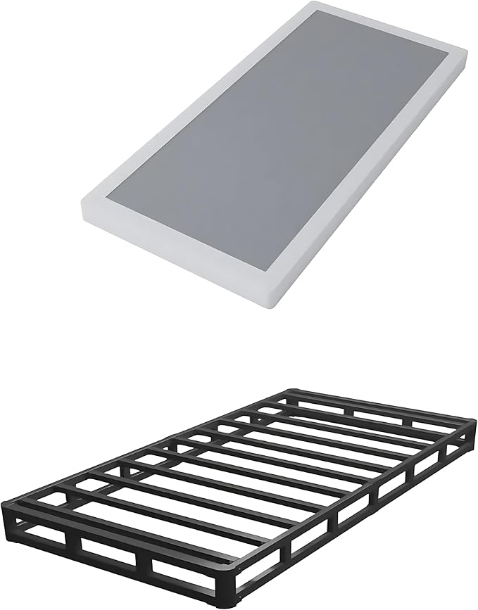 Low Profile Box Spring Twin,3 Inch Box Spring for Twin Size Bed,Heavy Duty Bed Base,Metal Mattress Foundation,Easy Assembly/Noise Free/Non Slip