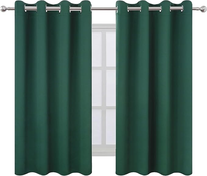 Dark Green Bedroom Blackout Curtains/52 x 54 Inch Long/Set of 2 Curtain - Image 2