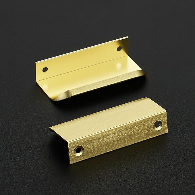 Ravinte Hardware 8 Pack Gold Cabinet Handles, 3.15 Inch (80mm) Finger Edge Pulls, 2-1/2 Inch Hole Center, Finger Pulls for Cabinets