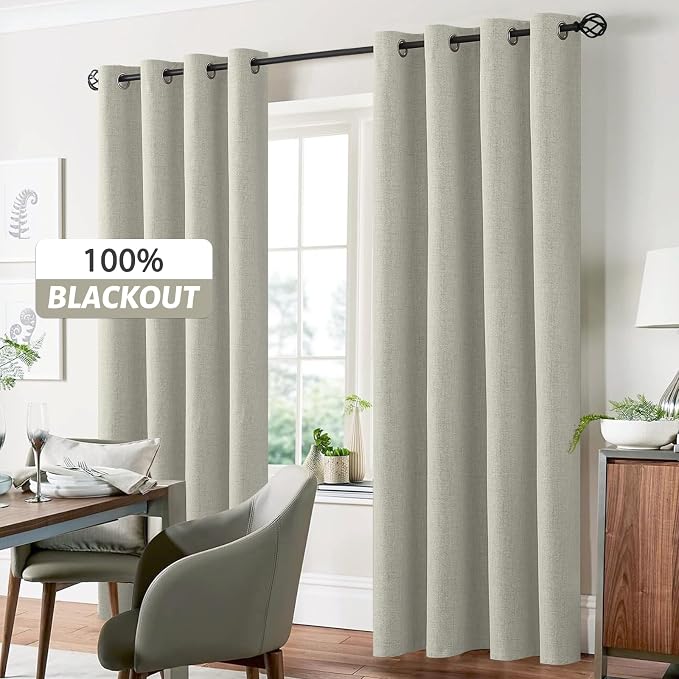 Yakamok Cream Linen Textured Curtains 96 Inches Long - Image 7