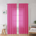 Hot Pink Sheer Curtains for Bedroom Living Room 90 Inches Long, Elegant Solid by OWENIE
