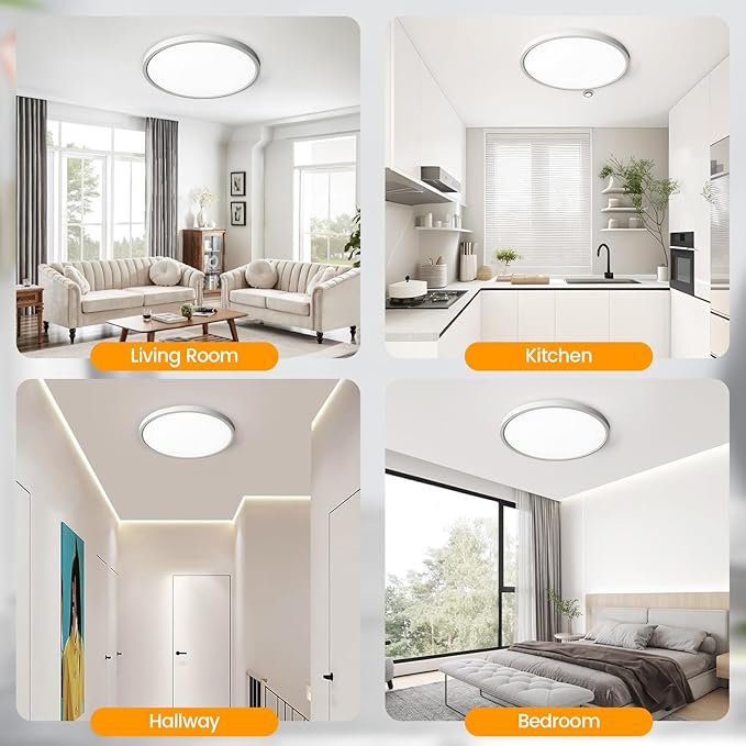 TALOYA 8 Pack LED Flush Mount Ceiling Light Fixture, 10 Inch 5 Color Selectable Ultra-Thin Surface Mounted Fixture 2000LM 20W White LED Ceiling Light for Bedroom,Living Room, Dining Room