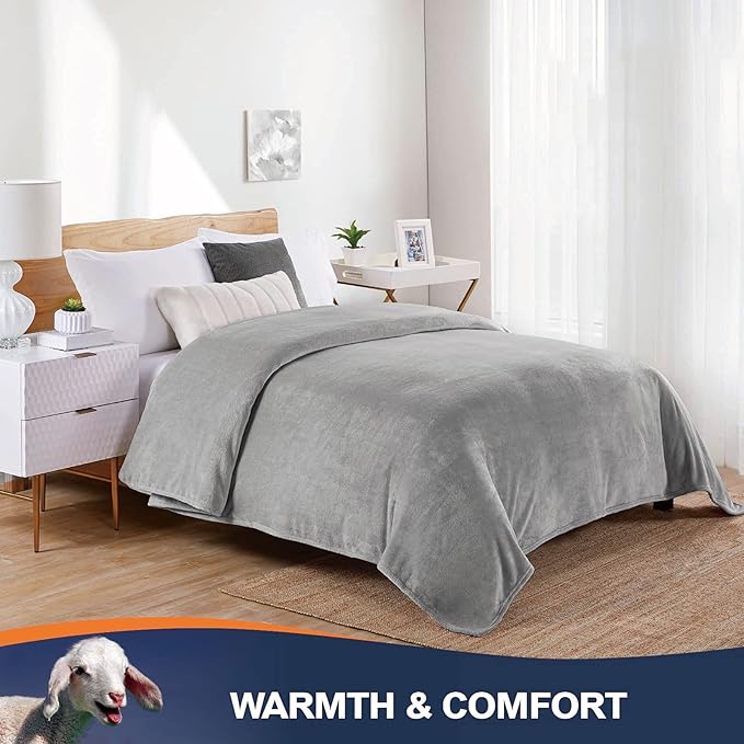 Walensee Fleece Blanket Plush Throw Fuzzy Lightweight (King Size 108x90 Ash Grey) Super Soft Microfiber Flannel Blankets for Couch, Bed, Sofa Ultra Luxurious Warm and Cozy for All Seasons