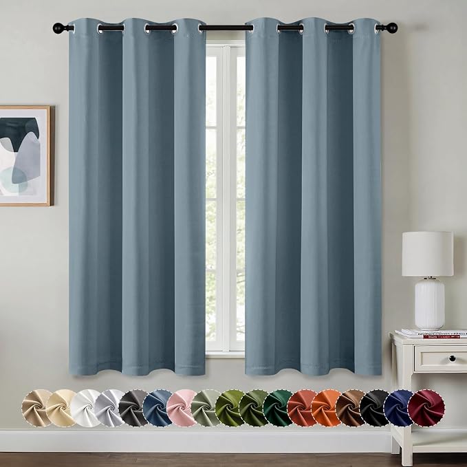 MIULEE Blackout Curtains for Bedroom 2 Panel 40 x 45 Inch Long Greyish Blue | by MIULEE