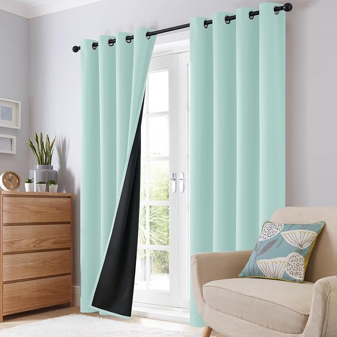 SimpleHome Aqua 100% Blackout Curtains Room Darkening Living Room 72 Inch | - Image 8