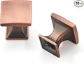 Khtumeware 10 Pack 1 inch Brushed Antique Copper Cabinet Knobs Square Drawer Handles for Kitchen and Dresser Drawers