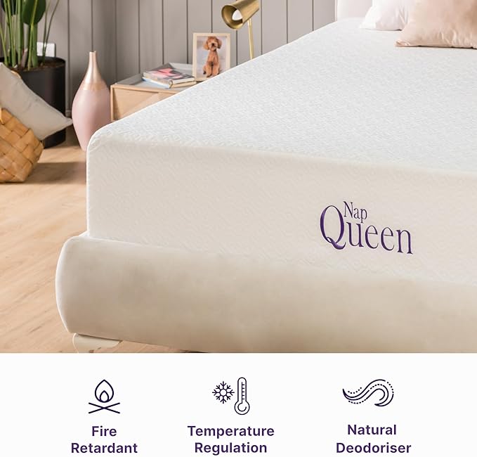 NapQueen Queen Mattress, 10 Inch Elizabeth Cooling Gel Memory Foam Mattress, Queen Bed Mattress in a Box, CertiPUR-US Certified, Medium Firm, Breathable Soft Fabric Cover