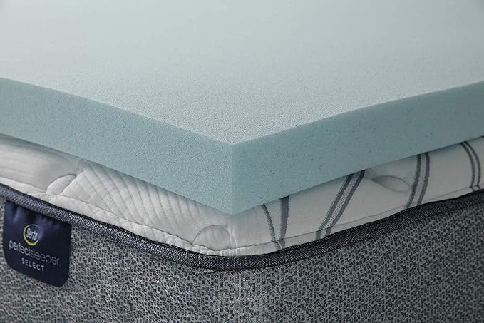Serta ThermaGel Cooling, Pressure-Relieving Memory Foam Mattress Topper, 3 Inch, Twin Blue