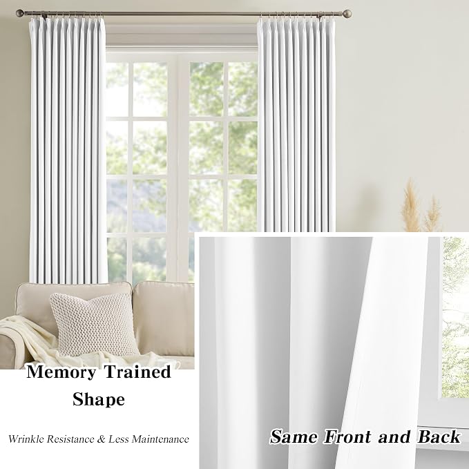 Elegant Pleated Privacy Window Curtain Panels 96 Inches Long, Memory Shape - Image 6