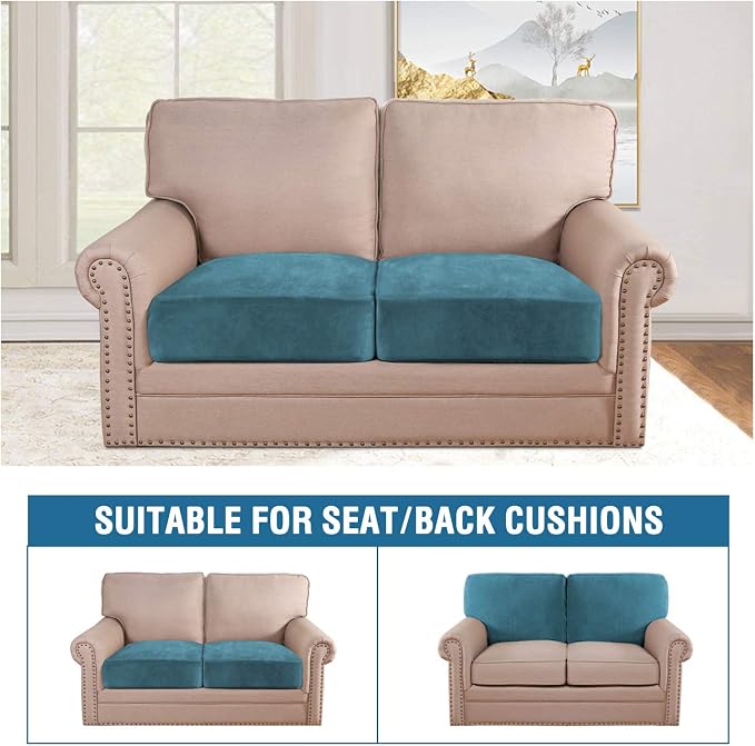 H.VERSAILTEX Velvet Stretch Couch Cushion Cover Plush Cushion Slipcover - Image 3