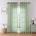Sage Green Sheer Curtains 84 Inches Long 2 Panels Set, Solid Airy Voile Sheer by Lecloud