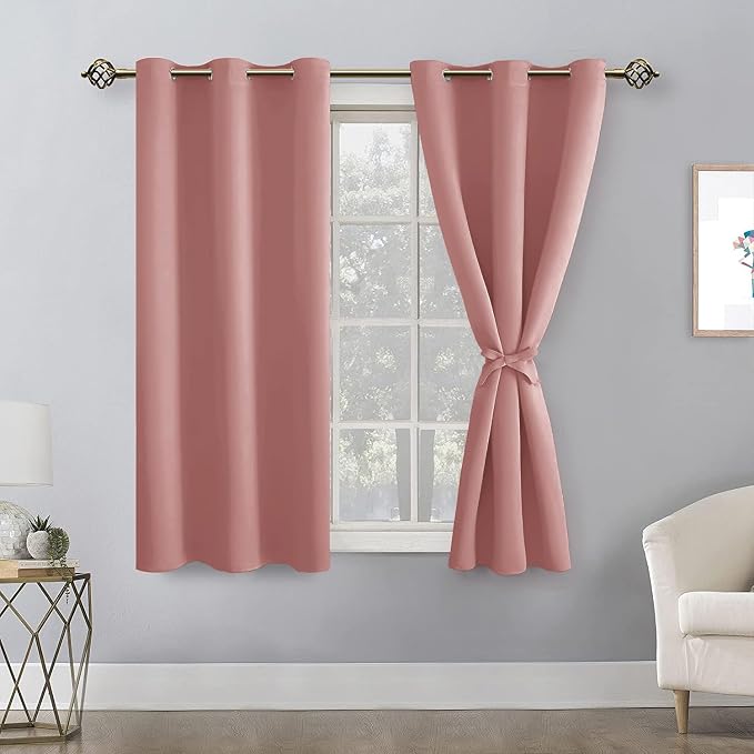 Blackout Curtains for Bedroom, 2 Panels Dusty Rose, 38 x 54 Inch | Light - Image 8