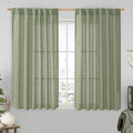 Sage Green Linen Curtains 54 Inch Length 2 Panels, 52 x 54 Inch | Light by LAMIT
