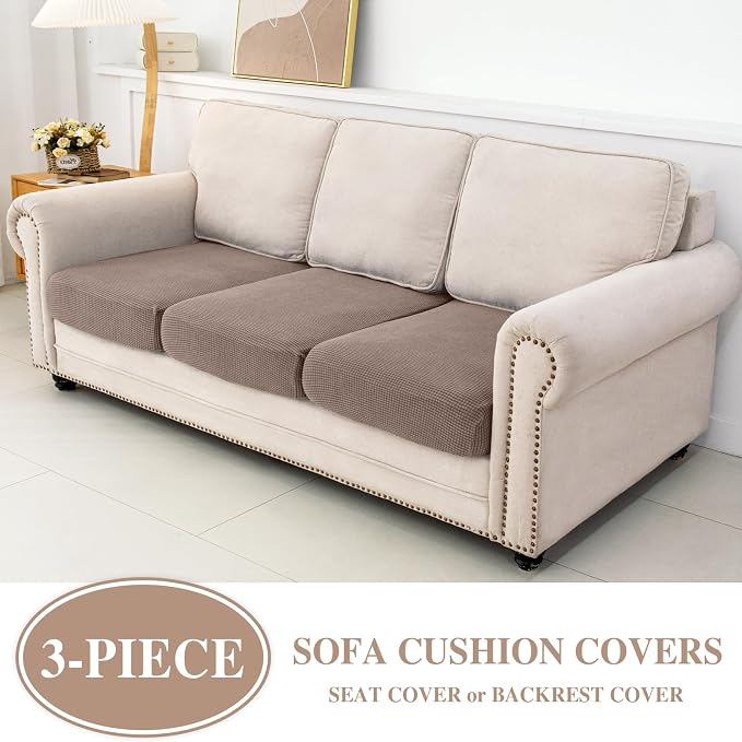 LA MEACK Couch Cushion Covers Seat Cushion Cover Stretch Couch Cover Separate - Image 2