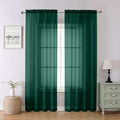 Hunter Green Sheer Curtains 84 Inches Long 2 Panels Set, Rod Pocket Window by Lecloud