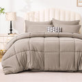 Love's cabin Full Comforter Set Light Brown, 7 Pieces Full Bed in a Bag, All Season Bedding Sets with 1 Comforter, 1 Flat Sheet, 1 Fitted Sheet, 2 Pillowcase and 2 Pillow Sham