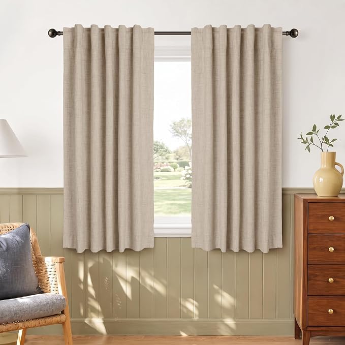 Linen Textured Total Blackout Curtains by 100BlackoutShield