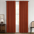 MIULEE Fall 100% Blackout Linen Curtains 42 x 84 Inch Burnt Orange 2 Panels | by MIULEE