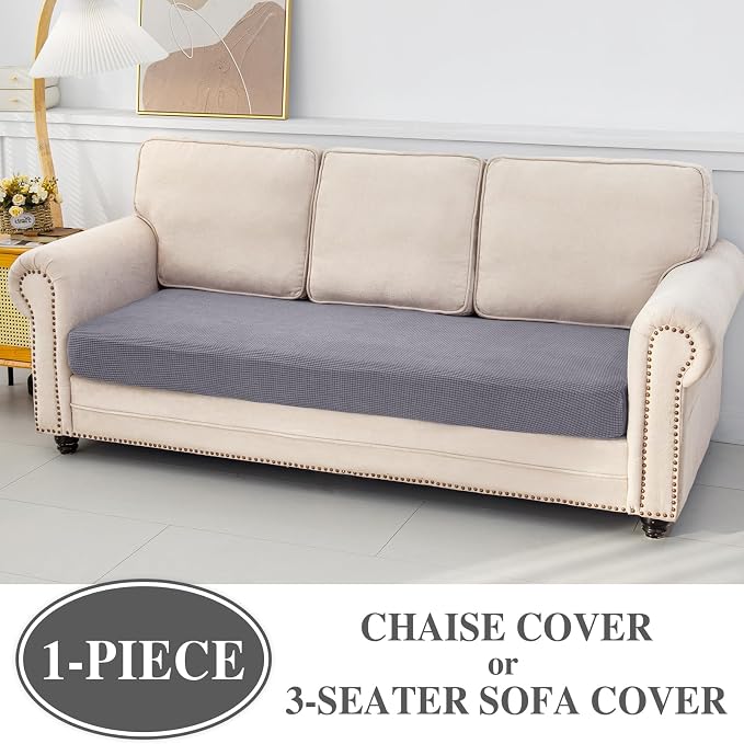 LA MEACK Couch Cushion Cover Chaise Lounge Cover Washable Separate Seat Chaise - Image 3