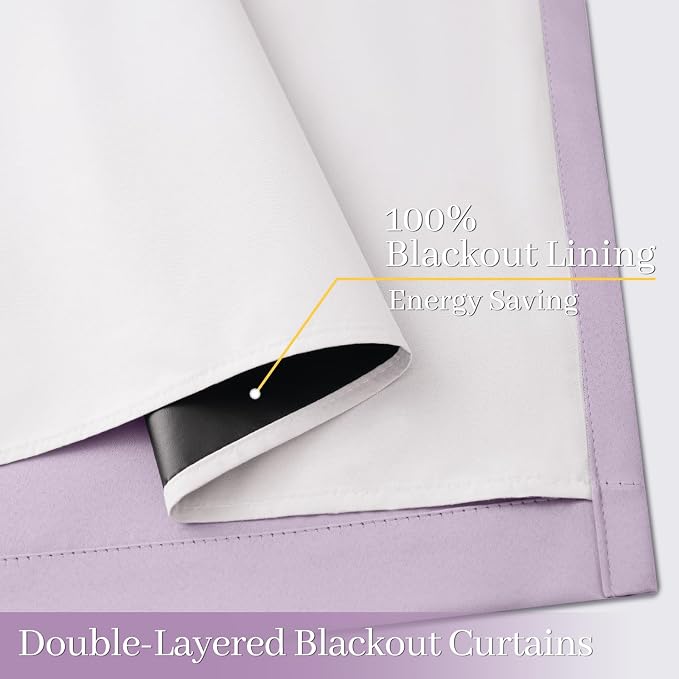 Yakamok Lilac 100% Blackout Curtains 84 Inches Long - Image 4