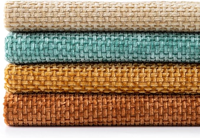 MIULEE Soft Decorative Chenille Fall Pillow Covers Beige Orange Teal 20x20 | - Image 7