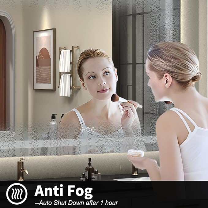 Led Lighted Mirror for Bathroom Wall 72X36, Large Vanity Mirror with Lights, Dimmable, Anti-Fog, ETL Listed (Front lit and Backlit)