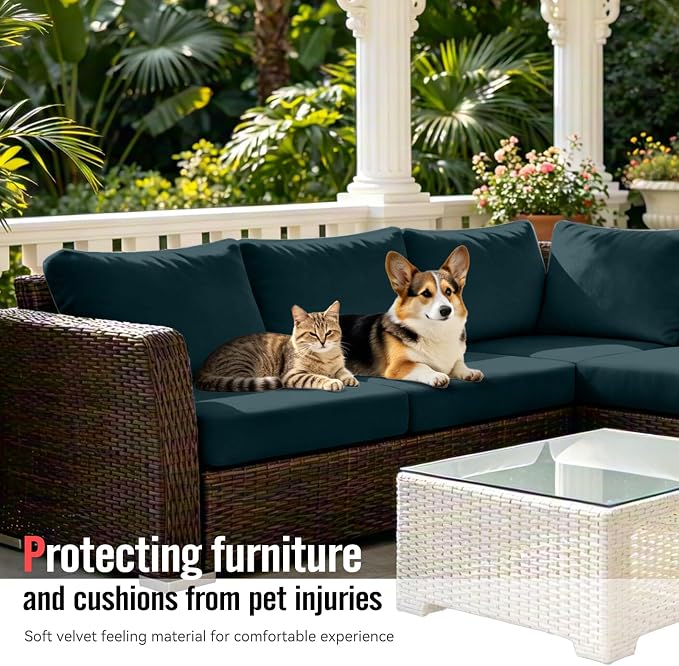8Pcs Outdoor Cushion Covers, Stretch Patio Furniture Couch Chair Slipcovers | - Image 7