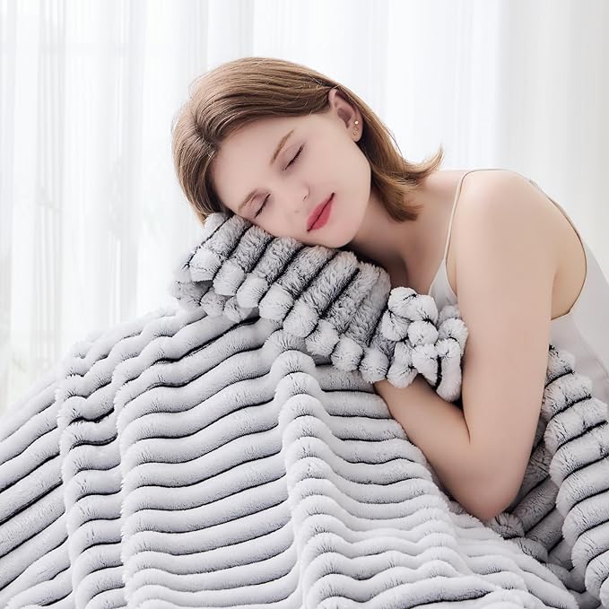 NEWCOSPLAY Fleece Ribbed Cozy Throw Blanket by NEWCOSPLAY