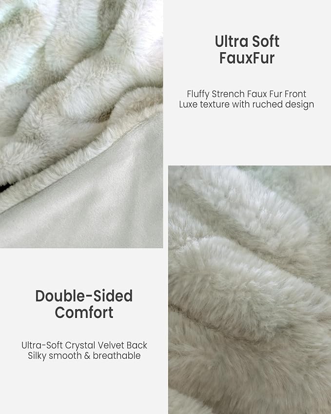 Ultra Soft Cozy Faux Fur Throw Blanket, Fuzzy Plush Thick Bubble Blanket - Image 4