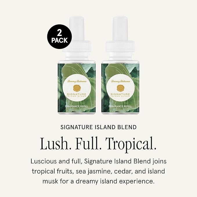 Pura & Tommy Bahama Home Scent Refill - Smart Home Air Diffuser - Up to 120-Hours of Luxury Fragrance per Refill - Spring & Summer Fragrance - 2 Pack, Signature Island Blend
