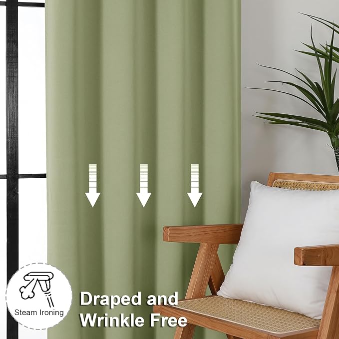 Simplebrand Ava Sage Green Blackout Curtains - Image 7