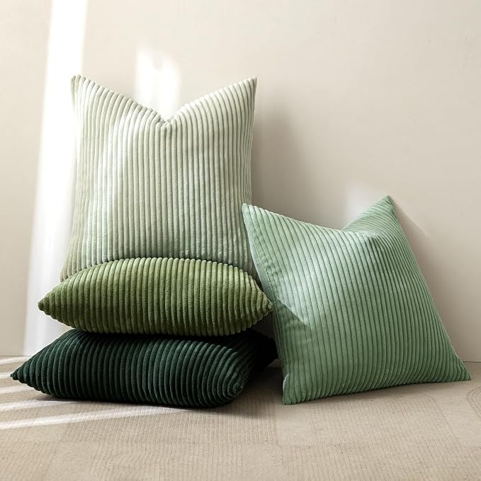 MIULEE Soft Corduroy Decorative Throw Pillow Covers Forest Green 24x24 | Set of - Image 5