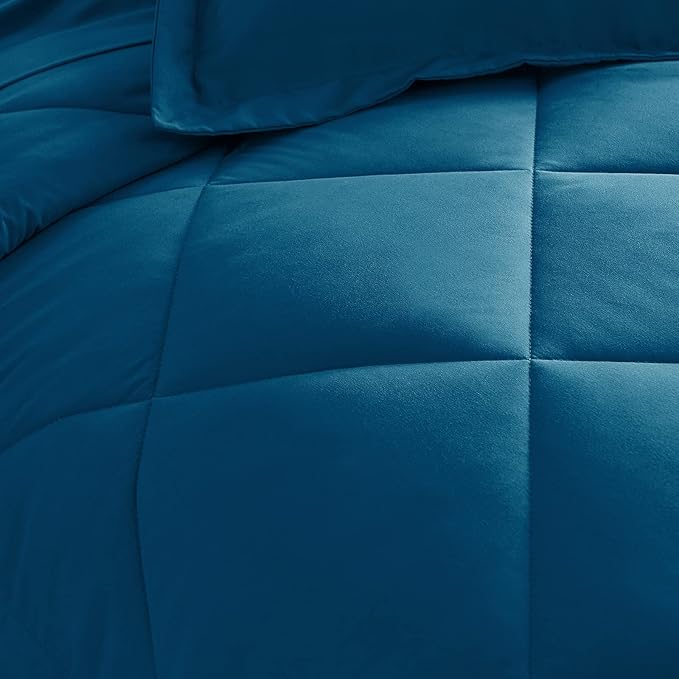 CozyLux Queen Comforter Set Teal - Bed in a Bag Queen Size 7 Pieces, Luxury Soft Bed Set for All Seasons, Bedding Set with Down Alternative Comforter, Sheets, Pillowcases & Shams