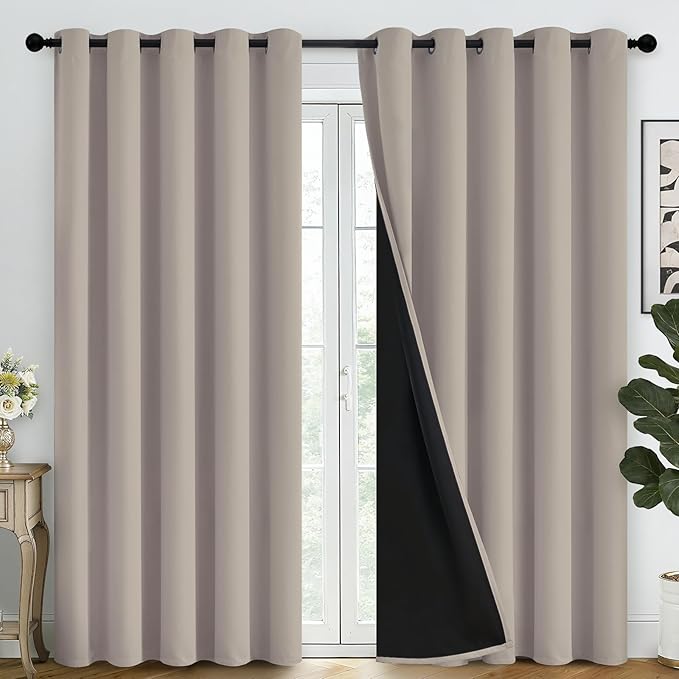 SimpleHome Natural 100% Blackout Curtains Room Darkening Living Room 84L | by SimpleHome