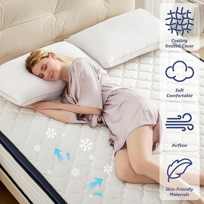 Hybrid Mattress King 14 Inch Mattress King Size - Memory Foam & Pocket Springs, Pressure Relief, Medium Firm Comfort, Motion Isolation, Ideal for All Sleep Positions, CertiPUR-US Certified