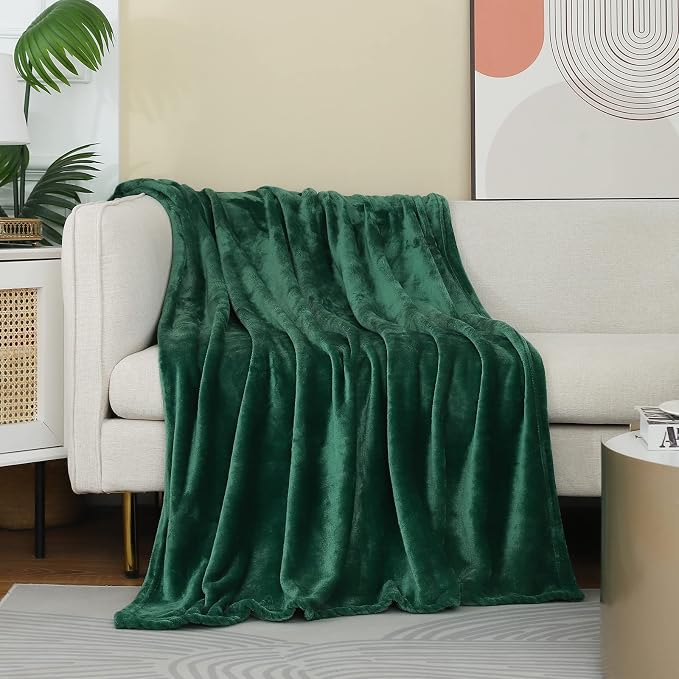 Forest Green Fleece Plush Throw Blanket 108"x90"for Couch Fuzzy Cozy | Super - Image 2