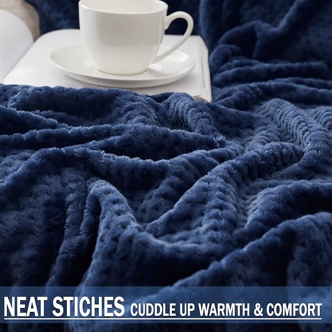 Exclusivo Mezcla Soft Waffle Fleece Bed Blanket Queen Size, Cozy Flannel - Image 6