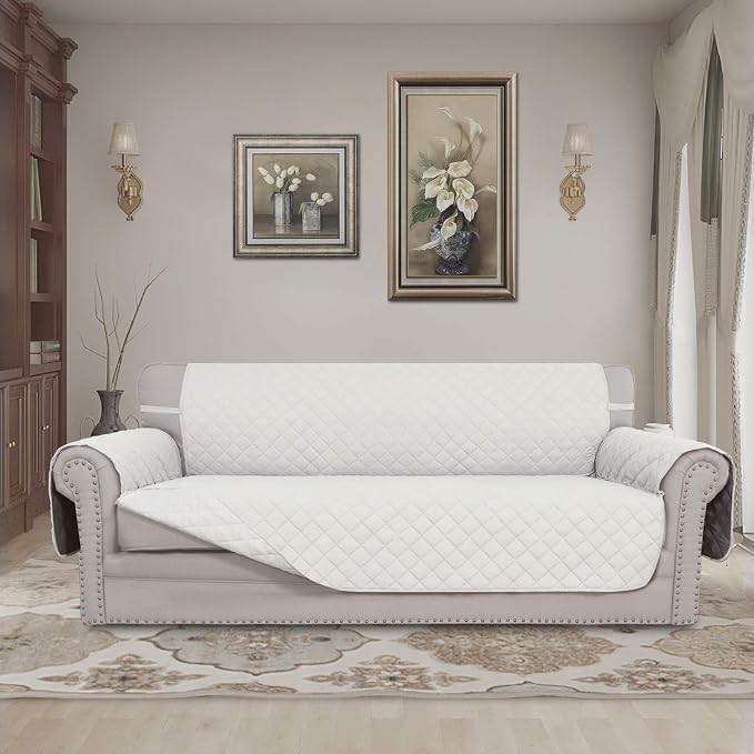 Easy-Going Reversible Couch Cover, 4 Seater Sofa, Ivory/Ivory | XX-Large Sofa - Image 2