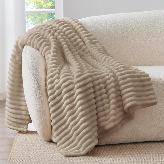 BEDELITE Striped Fleece Throw Blanket, Soft Cozy, Lightweight Warm, Machine - Image 7