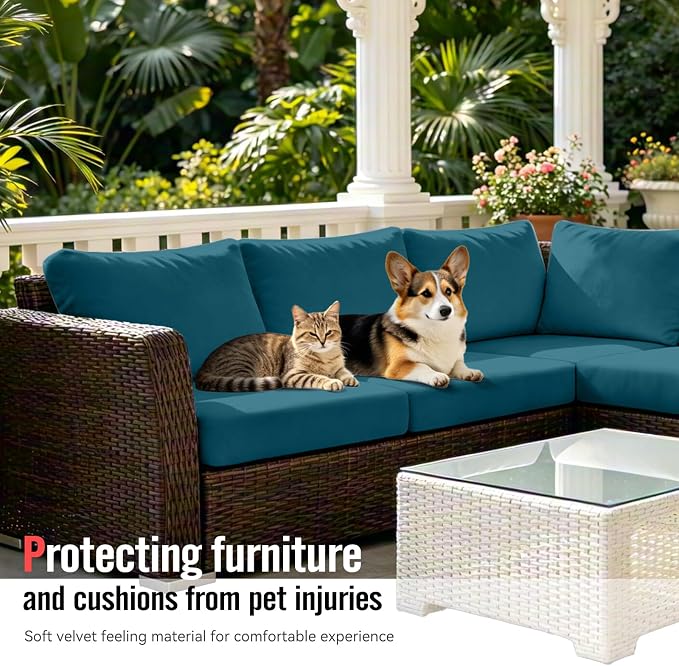8Pcs Outdoor Cushion Covers, Stretch Patio Furniture Couch Chair Slipcovers | - Image 3