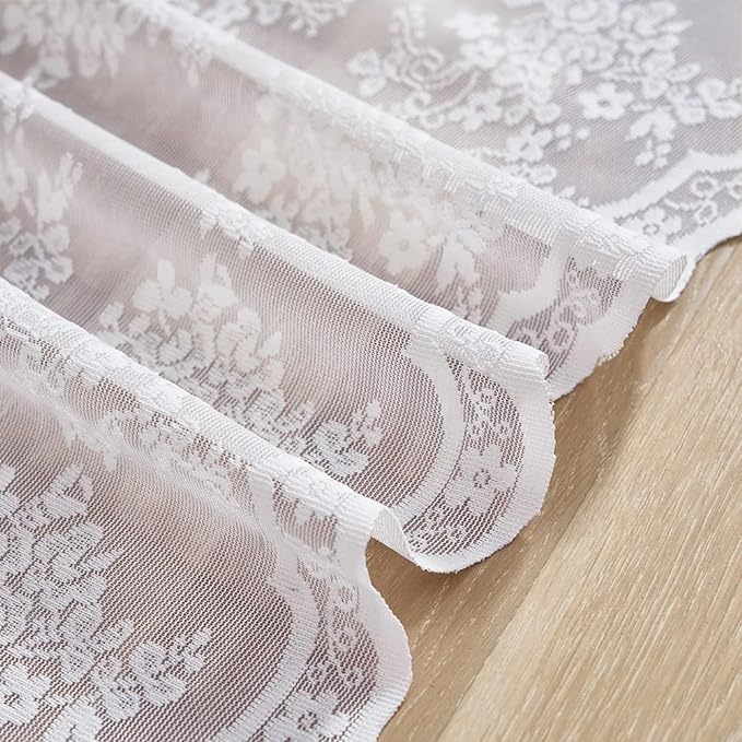 YJ YANJUN Vintage Lace Curtains 24 inch Length Victorian Floral Patterns Boho - Image 4